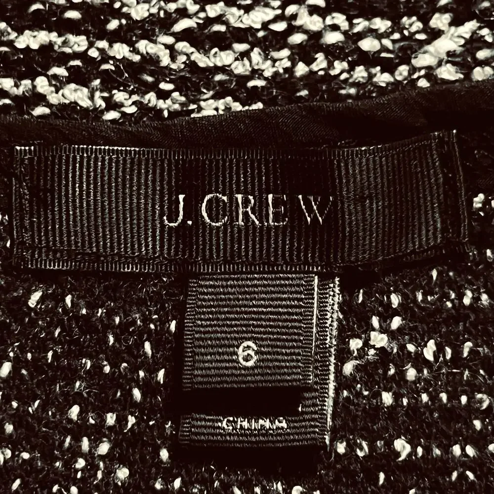 J.Crew Women's Sz 6 Black/White Boucle Wool Blend Tweed Sleeveless Mini Dress